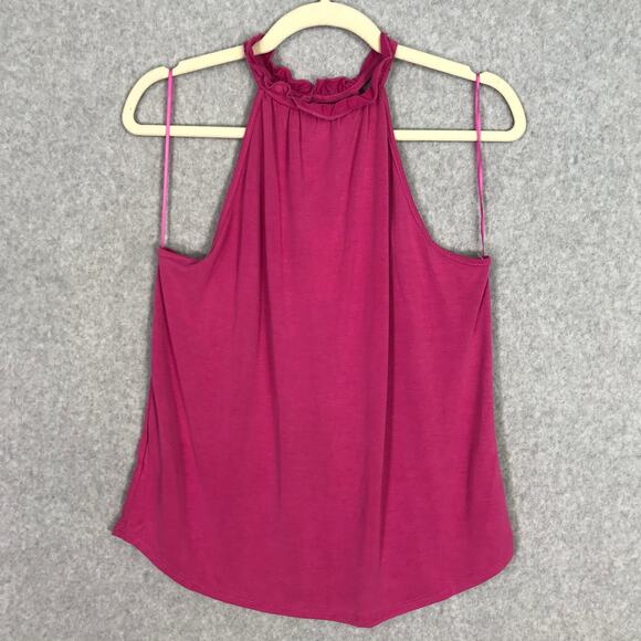 Green Envelope Tank Top Small Pink Halter Ruffle Flowy Soft Stretch Modal Summer - Picture 1 of 8
